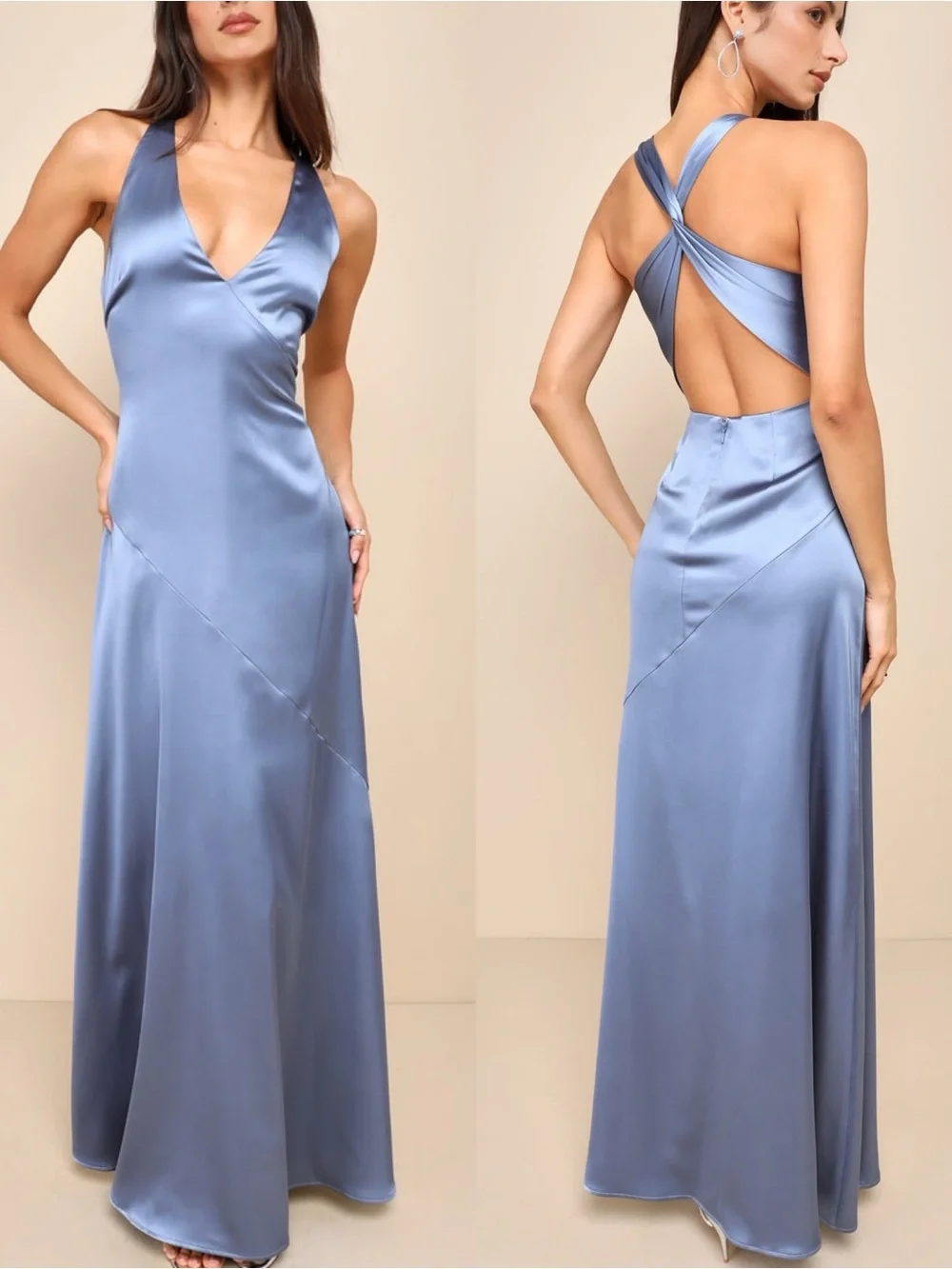 satin twist back maxi dress rust satin dress Satin Twist Back Maxi Dress in Rust